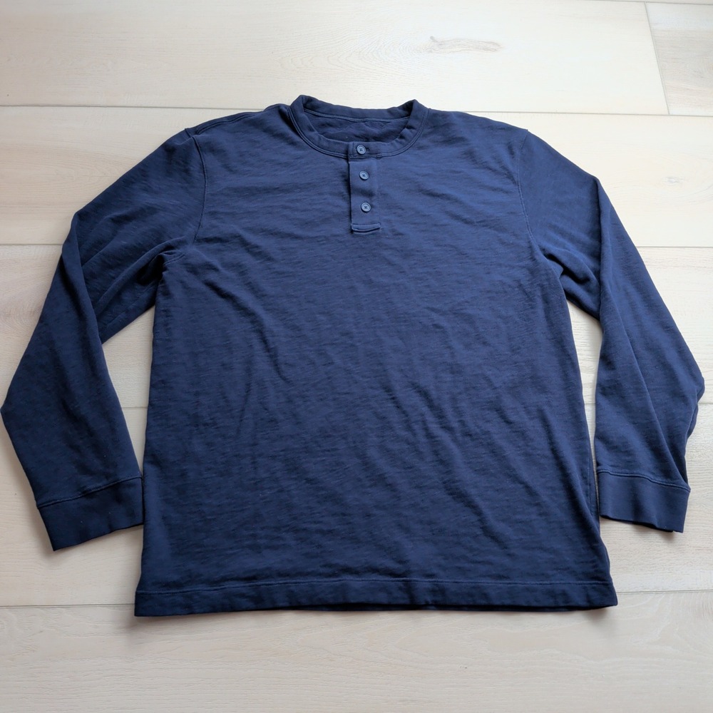Lululemon Soft Jersey Henley Shirt Mens XL Long Sleeve Navy Blue